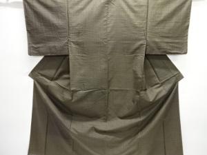 未使用品　十字模様織出し手織り紬男物着物（長身サイズ）